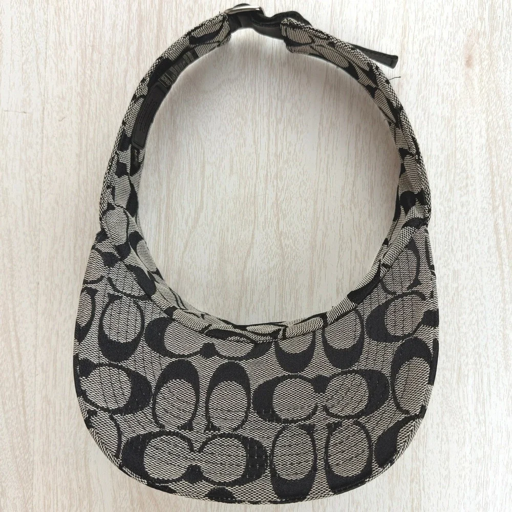 COACH‎ Signature Visor M/L Gray Black Logo Golf Beach Resort Vacation Tennis Y2K - Picture 6 of 9